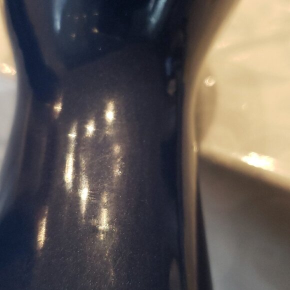 RHEINHESSEN Cat Decanter Glass Navy Metalic Blue 13"h x 3"w vase - Picture 9 of 9